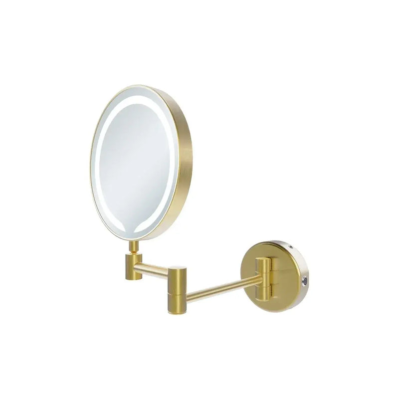 Dot Round LED Cosmetic Bathroom Mirror - Brushed Brass