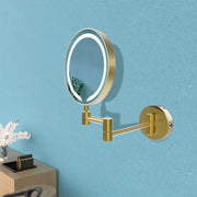 Dot Round LED Cosmetic Bathroom Mirror - Brushed Brass