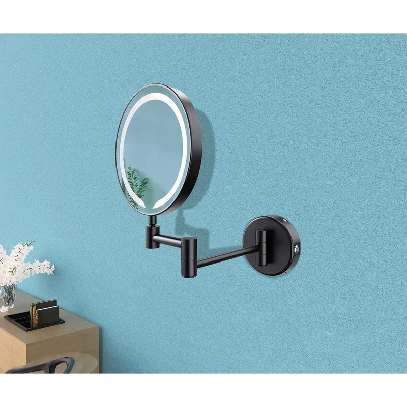 Dot Round LED Cosmetic Mirror - Black