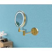 Dot Round LED Cosmetic Mirror - Brushed Brass