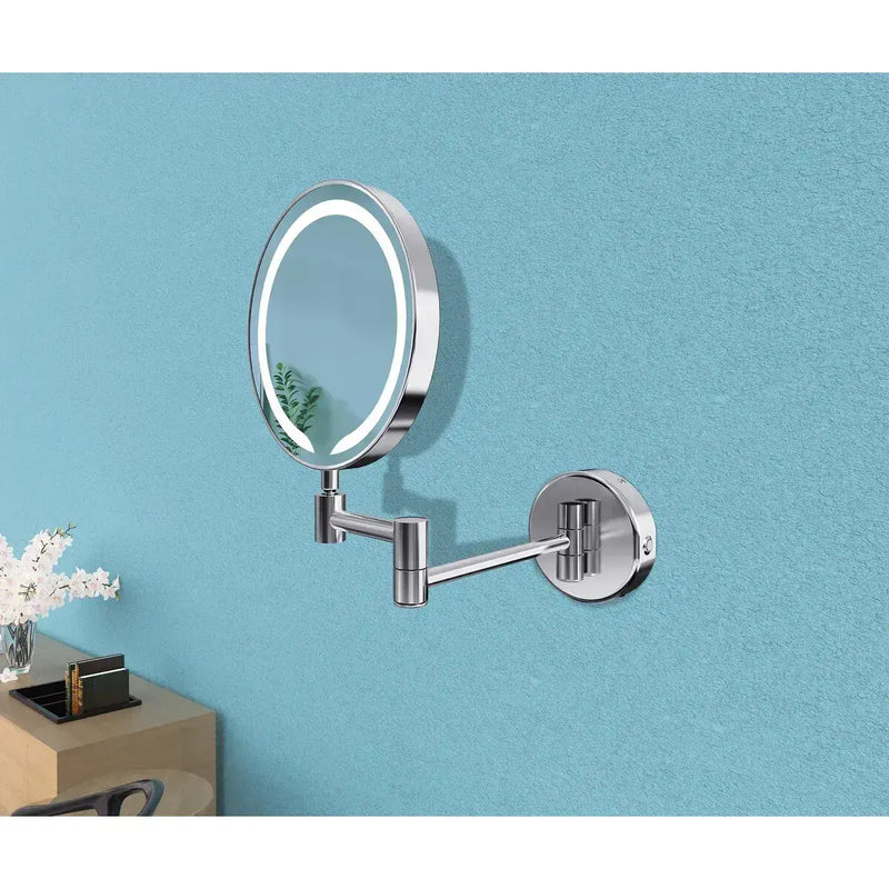 Dot Round LED Cosmetic Mirror - Chrome