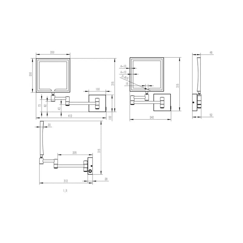 Dot Square LED Cosmetic Bathroom Mirror - Chrome