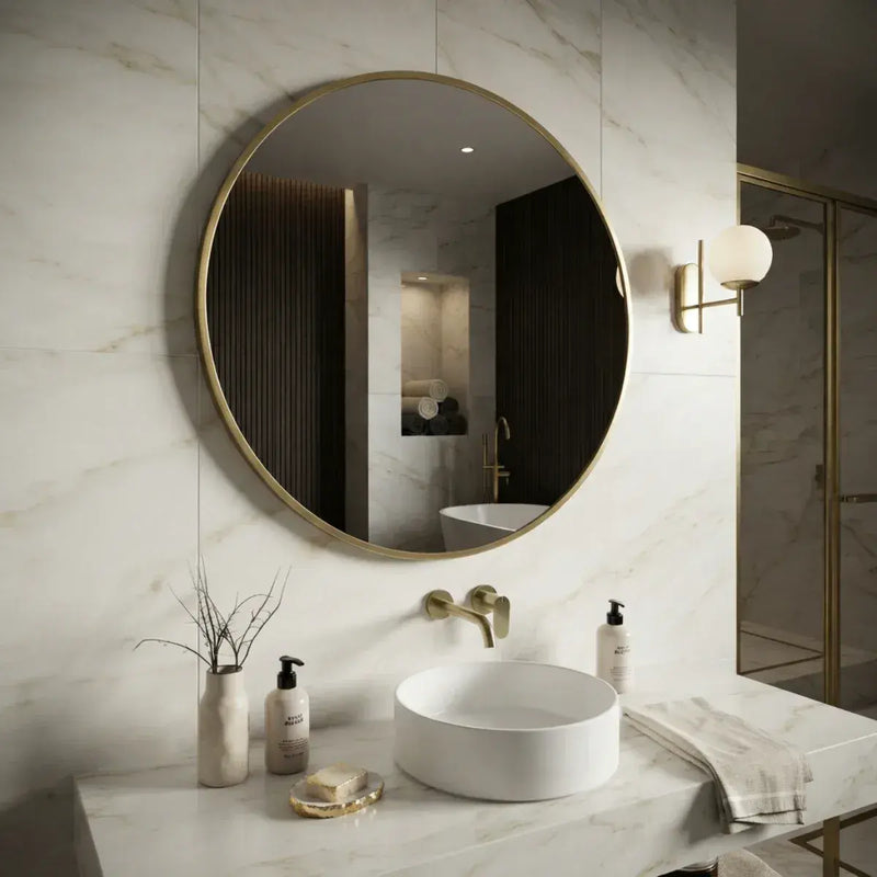 Eclipser 500mm Round Mirror - Brushed Brass