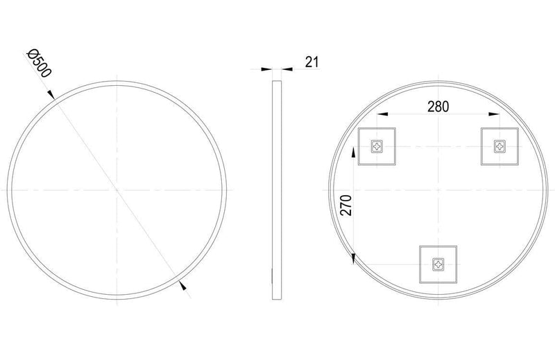 Eclipser 500mm Round Mirror - Brushed Brass