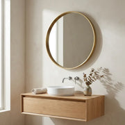 Eclipser 600mm Round Mirror - Brushed Brass