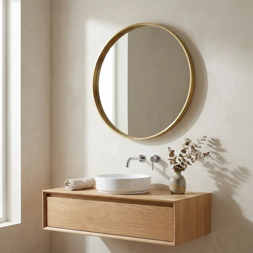 Eclipser 600mm Round Mirror - Brushed Brass