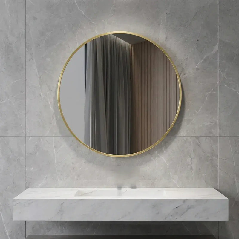 Eclipser 600mm Round Mirror - Brushed Brass