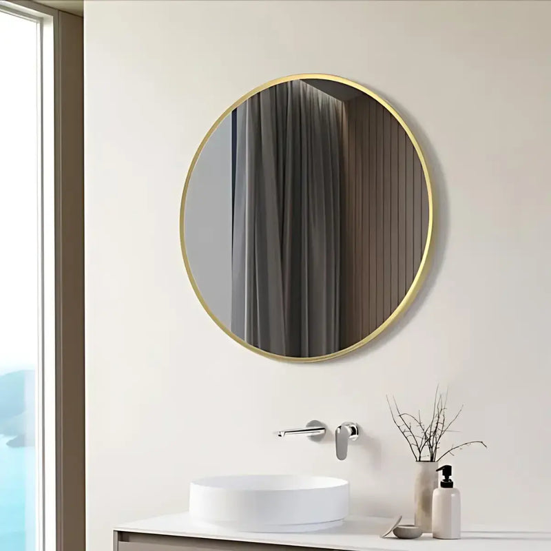 Eclipser 600mm Round Mirror - Brushed Brass