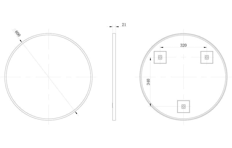 Eclipser 600mm Round Mirror - Brushed Brass