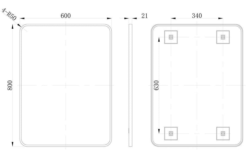 Eclipser 600x800mm Oblong Mirror - Brushed Brass