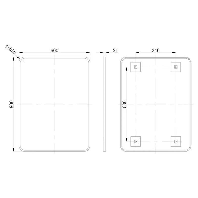Eclipser 600x800mm Rectangle Mirror - Matt Black