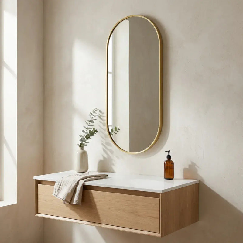 Eclipser 800x400mm Oblong Mirror - Brushed Brass