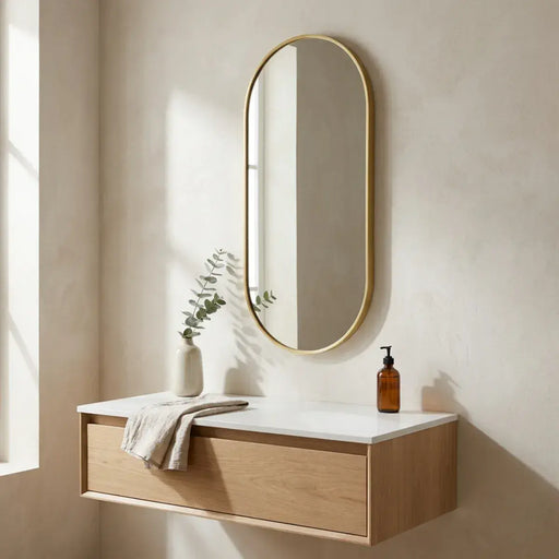 Eclipser 800x400mm Oblong Mirror - Brushed Brass