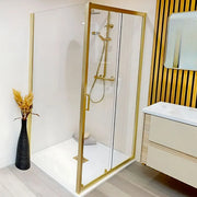 Elite Brushed Brass 1200mm Sliding Shower Door Shower Enclosure