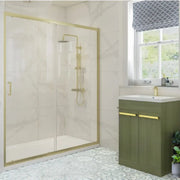 Elite Brushed Brass 1400mm Sliding Shower Door Shower Enclosure