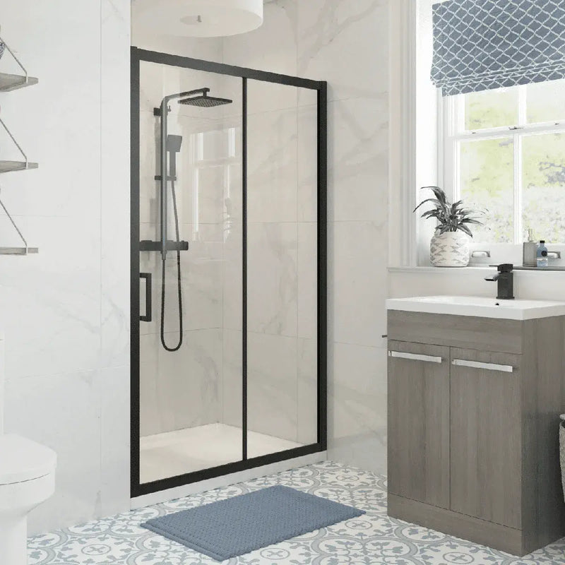 Elite Matt Black 1500mm Sliding Shower Door Shower Enclosure