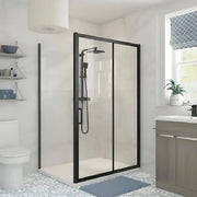Elite Matt Black 1500mm Sliding Shower Door Shower Enclosure