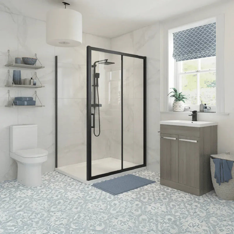 Elite Matt Black 1500mm Sliding Shower Door Shower Enclosure