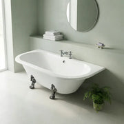 Ellsworth Back To Wall Freestanding Bath, 2 Tap Holes