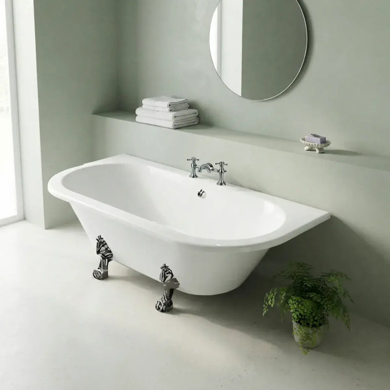 Ellsworth Back To Wall Freestanding Bath, 2 Tap Holes
