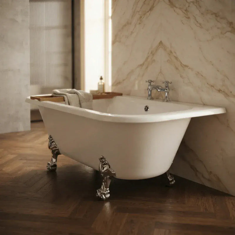Ellsworth Back To Wall Freestanding Bath, 2 Tap Holes
