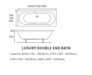Emery Acrylox Double Ended Bath Super Strength - 1700 x 700mm