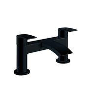 Emery Round Double Ended Reinforced Bath, Pedestal Basin, Close Coupled Toilet, Black, Taps & Waste