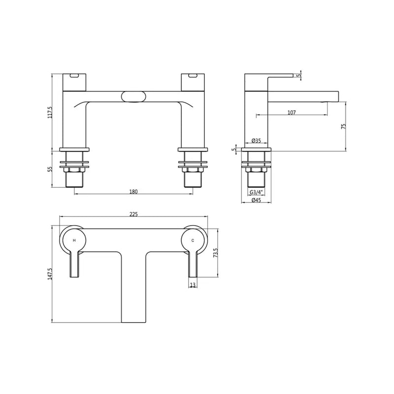 Evolve Bath Filler Tap - Chrome