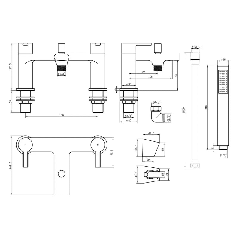 Evolve Bath/Shower Mixer Tap - Matt Black