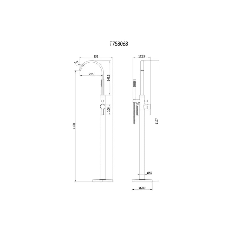 Evolve Floor Standing Bath/Shower Mixer Tap - Brushed Brass
