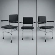 Fitzroy Folding Shower Seat with Back Rest, Arms and Legs - Black & Polished Chrome