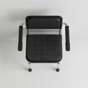 Fitzroy Folding Shower Seat with Back Rest, Arms and Legs - Black & Polished Chrome