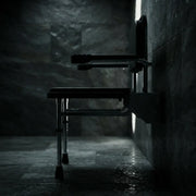 Fitzroy Folding Shower Seat with Back Rest, Arms and Legs - Black & Polished Chrome