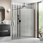 Fluted Black 1200mm Walk in Shower Screen, Optional Side Panel