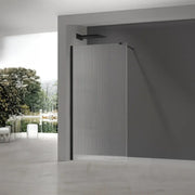 Fluted Black 900mm Walk in Shower Screen, Optional Side Panel