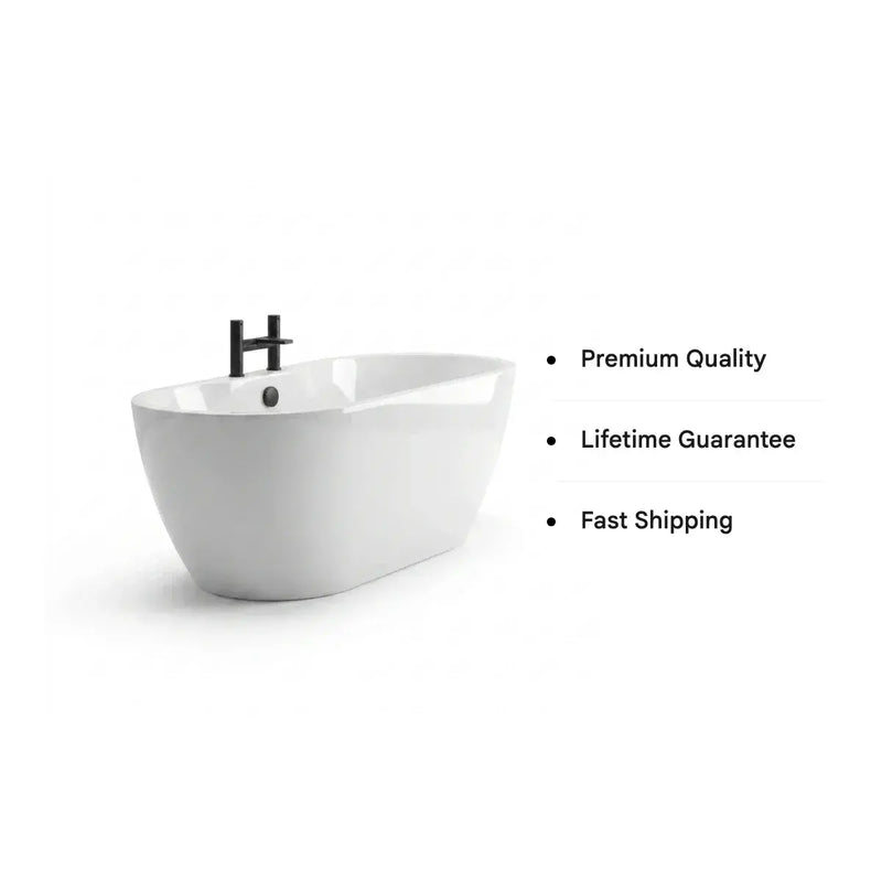 Frontline Florence 1655mm Luxury Freestanding Bath | Double-Ended with Integrated Tap Ledge | High-H