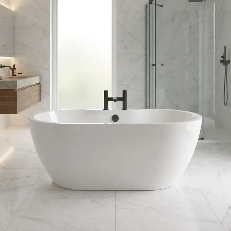 Frontline Florence 1655mm Luxury Freestanding Bath | Double-Ended with Integrated Tap Ledge | High-H