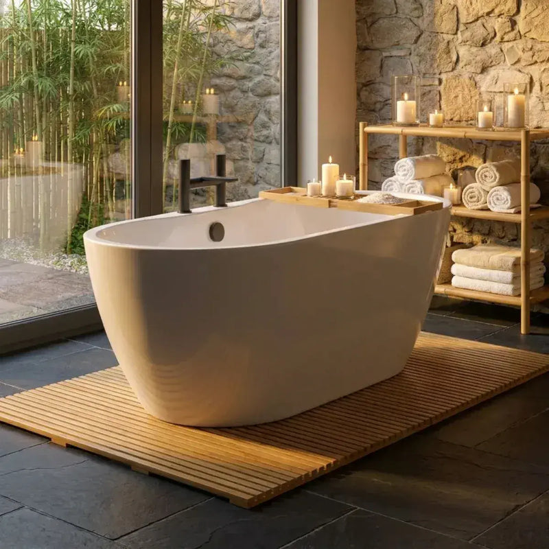 Frontline Florence 1655mm Luxury Freestanding Bath | Double-Ended with Integrated Tap Ledge | High-H