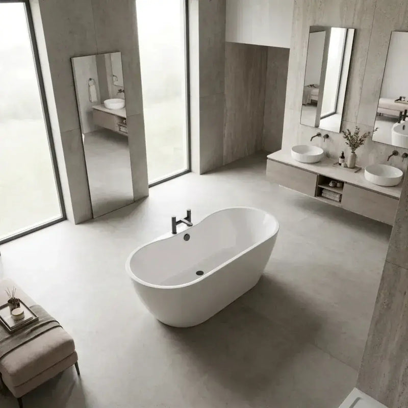 Frontline Florence 1655mm Luxury Freestanding Bath | Double-Ended with Integrated Tap Ledge | High-H