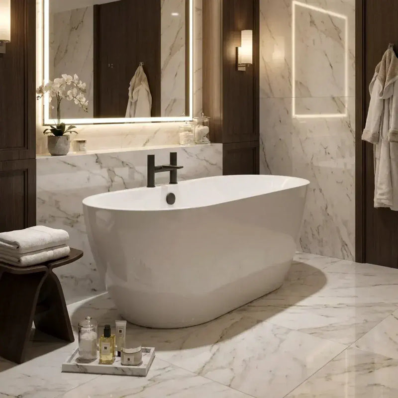 Frontline Florence 1655mm Luxury Freestanding Bath | Double-Ended with Integrated Tap Ledge | High-H