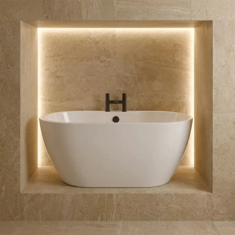 Frontline Florence 1655mm Luxury Freestanding Bath | Double-Ended with Integrated Tap Ledge | High-H