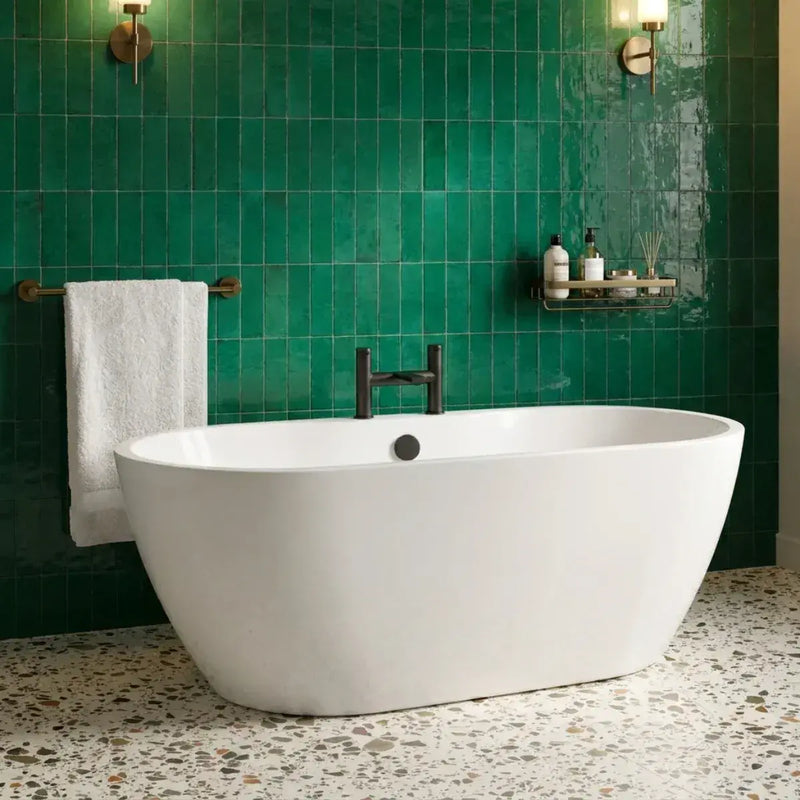 Frontline Florence 1655mm Luxury Freestanding Bath | Double-Ended with Integrated Tap Ledge | High-H