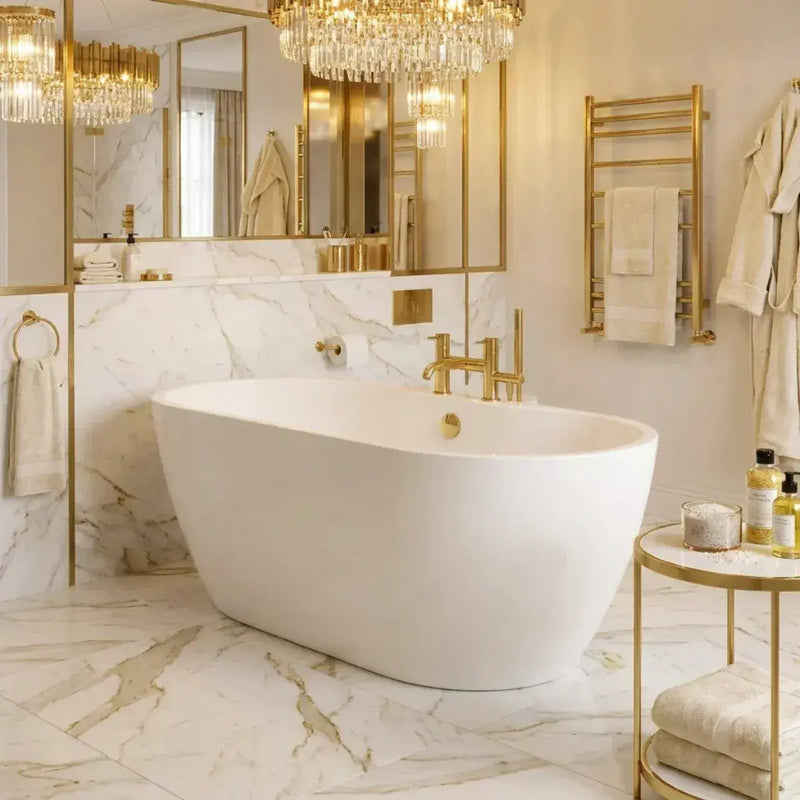 Frontline Florence 1655mm Luxury Freestanding Bath | Double-Ended with Integrated Tap Ledge | High-H