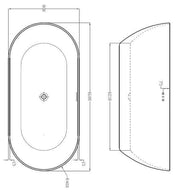 Frontline Graphite Summit 1680 x 800mm Black Freestanding Bath