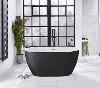 Frontline Graphite Summit 1680 x 800mm Black Freestanding Bath