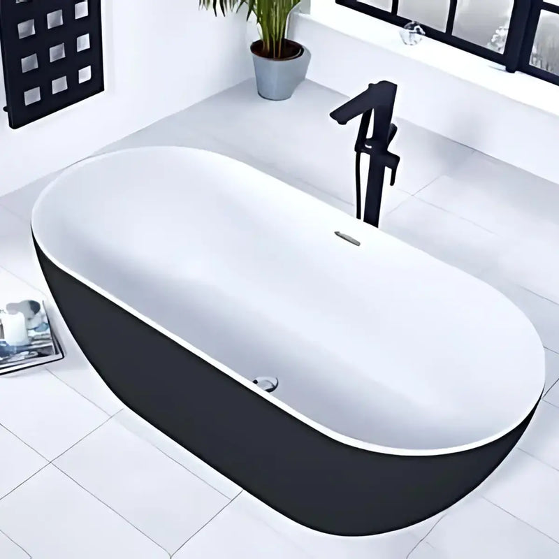Frontline Graphite Summit 1680 x 800mm Black Freestanding Bath