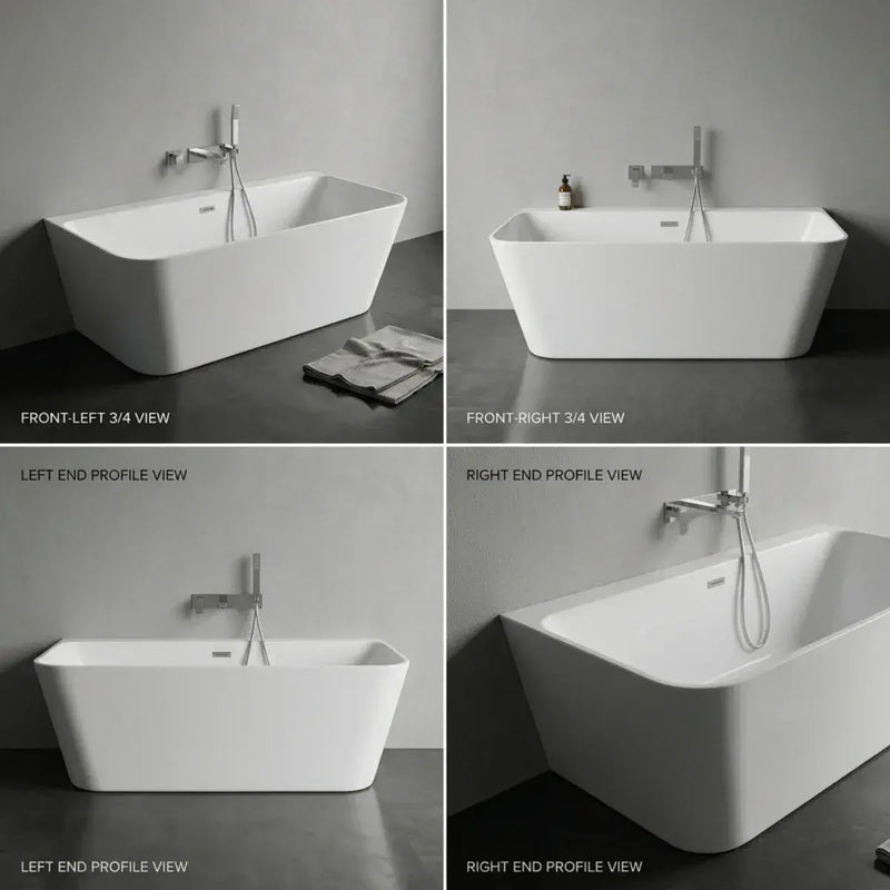 Frontline Mono Luxury 1700 x 800mm Back to Wall Freestanding Bath | Thin Edge Design