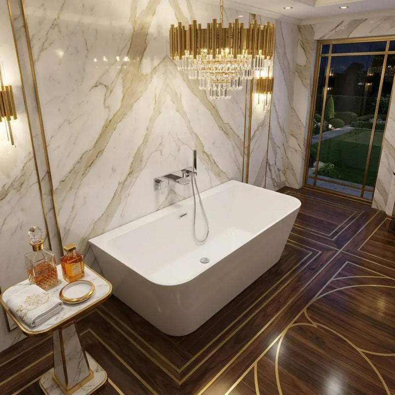 Frontline Mono Luxury 1700 x 800mm Back to Wall Freestanding Bath | Thin Edge Design