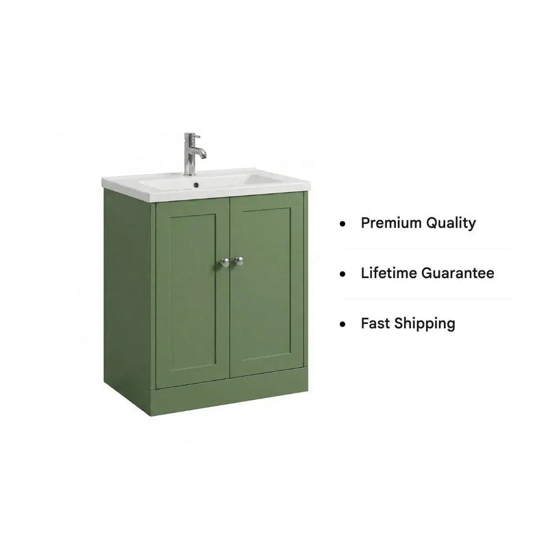 Genevieve 615mm Matt Green 2 Door Floor Standing Vanity Unit inc Basin