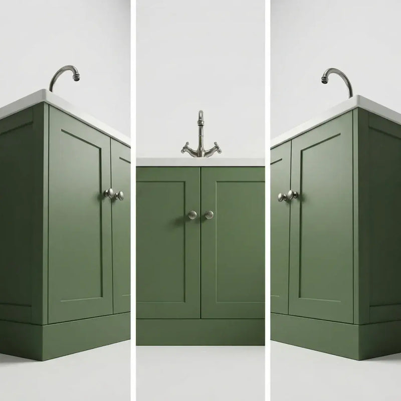 Genevieve 615mm Matt Green 2 Door Floor Standing Vanity Unit inc Basin